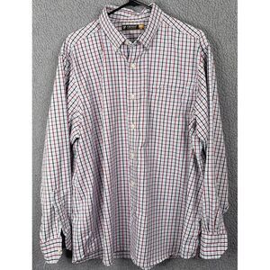 Cremieux Shirt Mens XL  Red Black Performance‎ Checked Long Sleeve Preppy